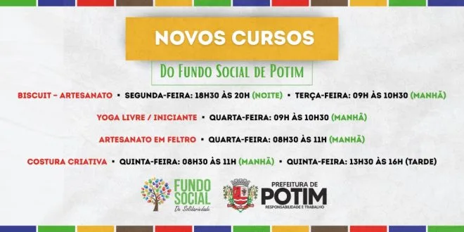 Fundo Social abre vagas para Cursos Gratuitos