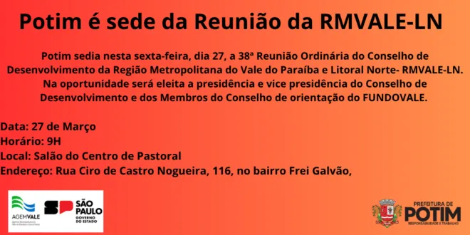 Potim é Sede da Reunião da RMVALE-LN